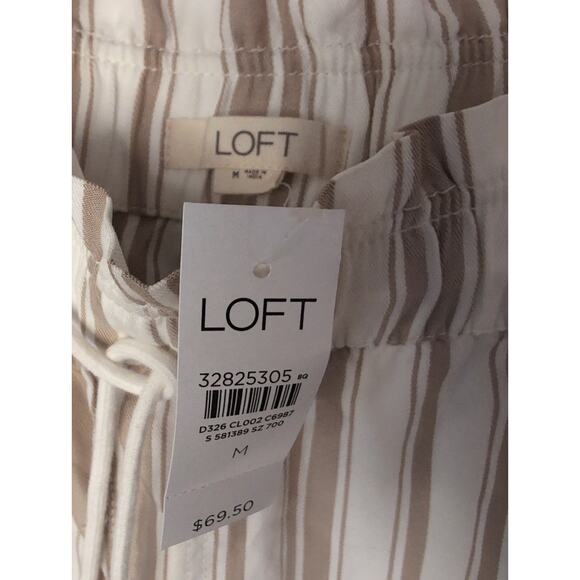 NWT Ann Taylor the Loft cream tan striped resortwear pants M - Picture 3 of 6